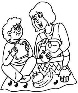 picnic colouring pages