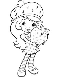 strawberries colouring page