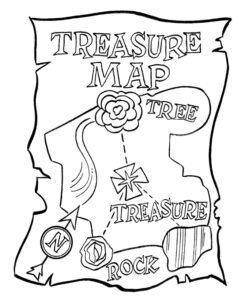 treasure map colouring pages