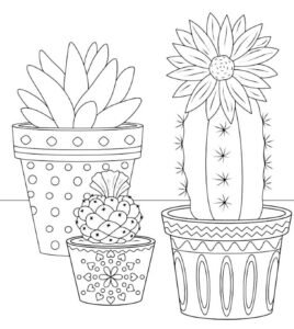cute cactus colouring pages
