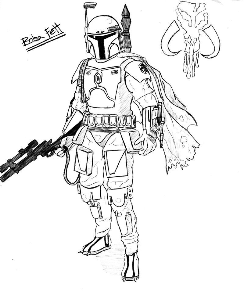 boba fett colouring pages