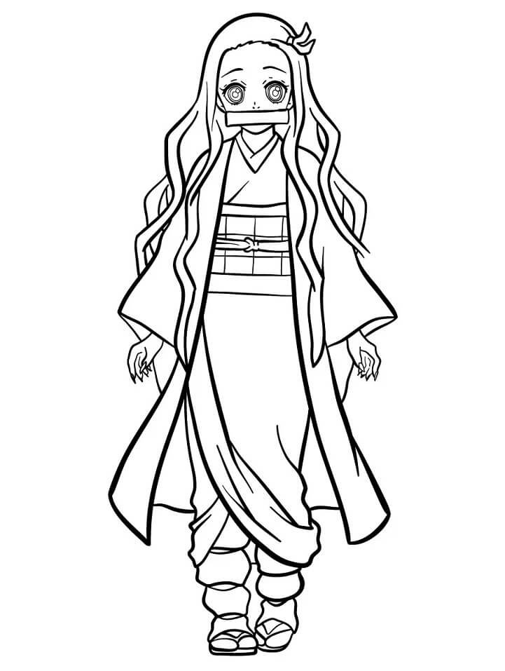 nezuko colouring pages