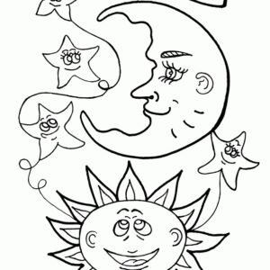 sun and moon colouring pages