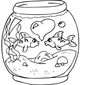 fish bowl colouring page