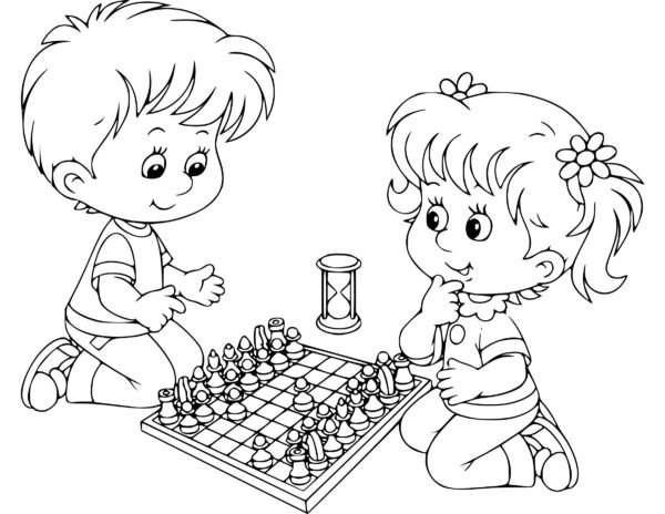 chess colouring pages