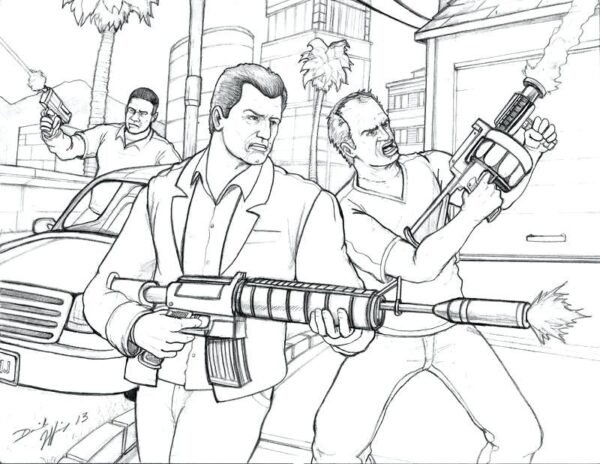 gta 5 colouring pages