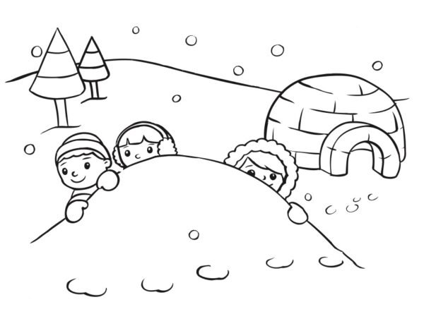 snowy day colouring pages